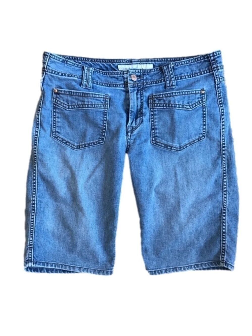 Vintage Old Navy Stretch Denim Mid-rise Bermuda Jean Shorts Size 10